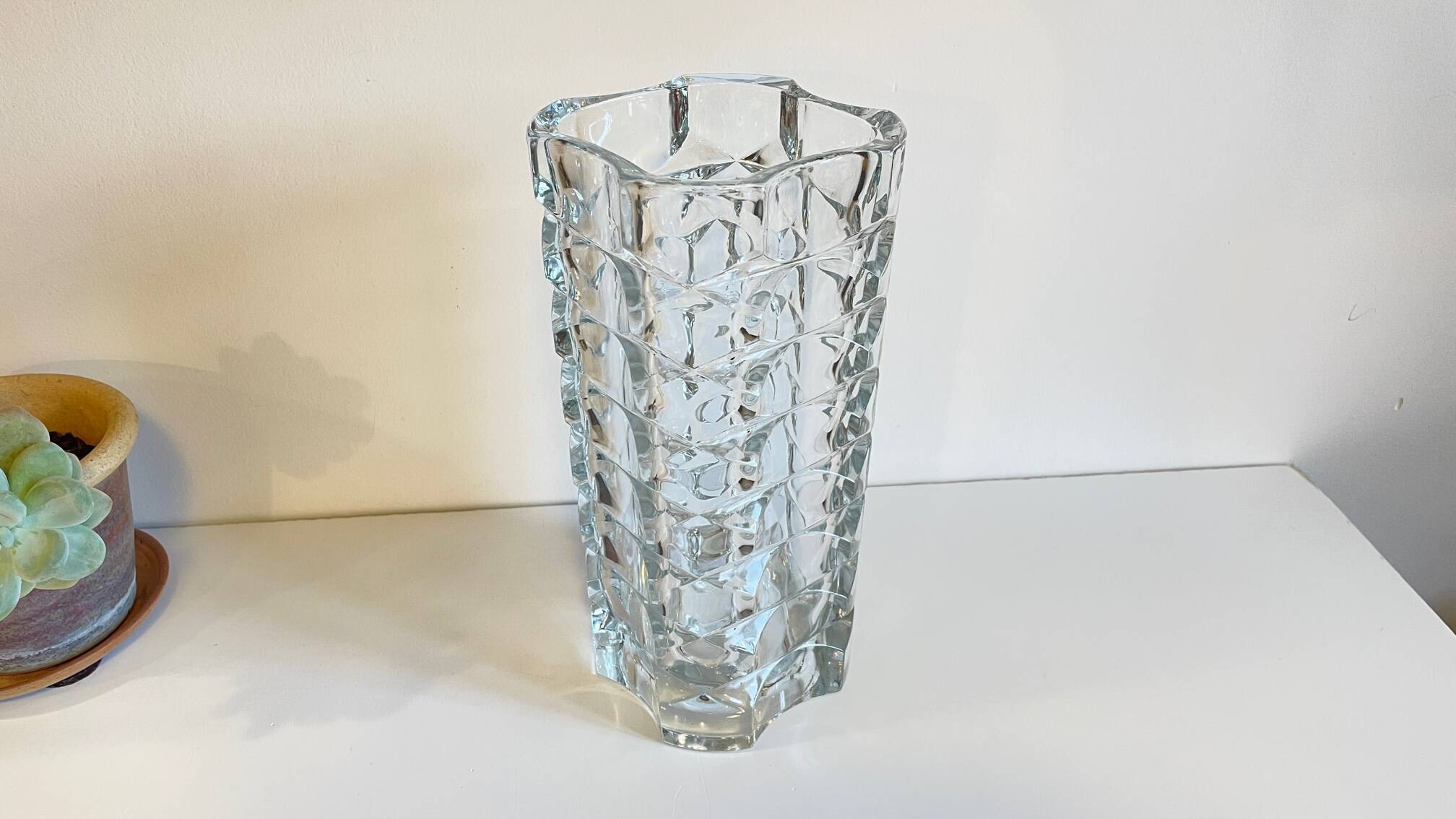 Geometric semi-crystal vase 1950s