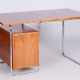 Bauhaus Beech Writing Desk Made in 1930s by Robert Slezak, Czechia, Restored