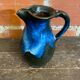 Vintage 1970s Black and Blue Glazed Stoneware Jug