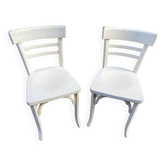 2 chaises viennoises en bois courbé blanc, 1950