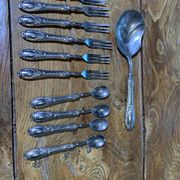 Dessert cutlery service consisting of 11 pieces hallmark 800 worked old and collector