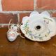 Antique Ceramic Up & Down Pendant Light with Vintage Flowers & Fruits Decor