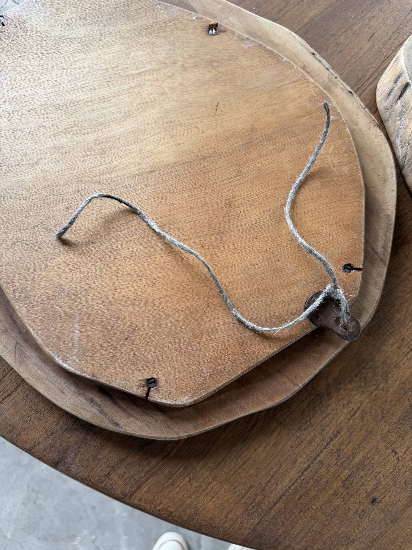 Set of 2 organic brutalist mirrors wood 1950s