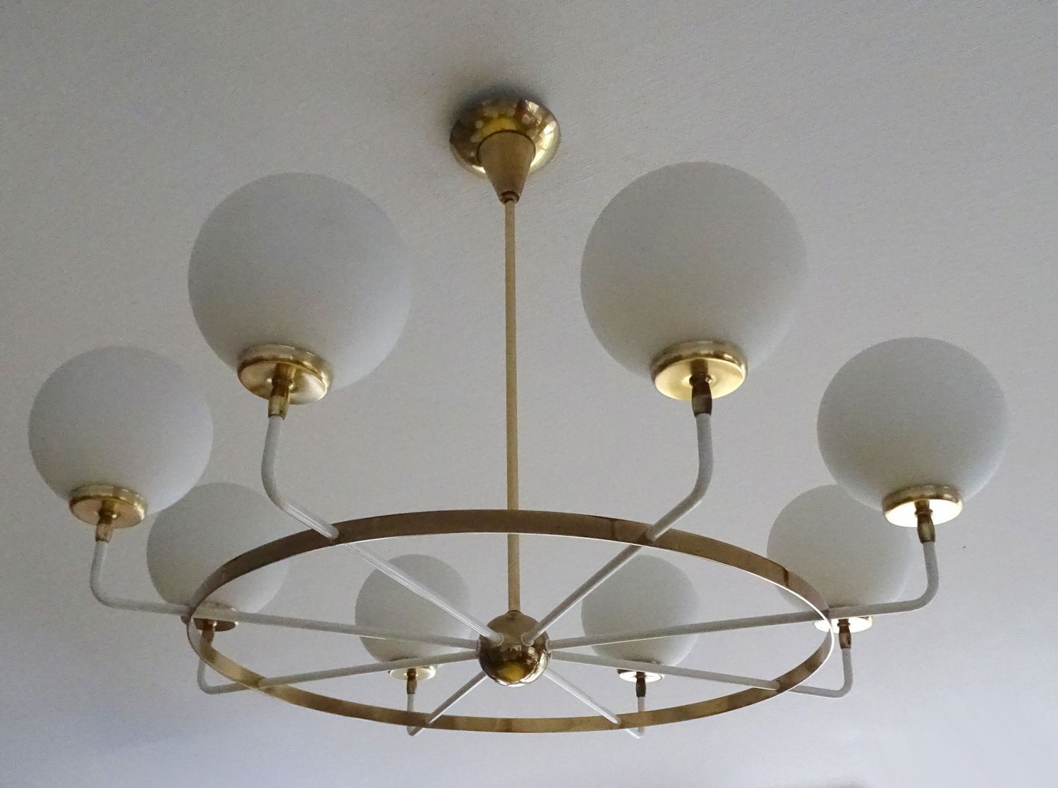 Suspension XXL Vintage Italy, 50s, Brass and Glass