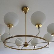 Suspension XXL Vintage Italy, 50s, Brass and Glass