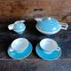 French Art Deco tea set for two – Turquoise blue