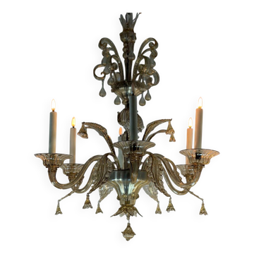 Lustre vénitien en verre de Murano mordoré, vers 1920