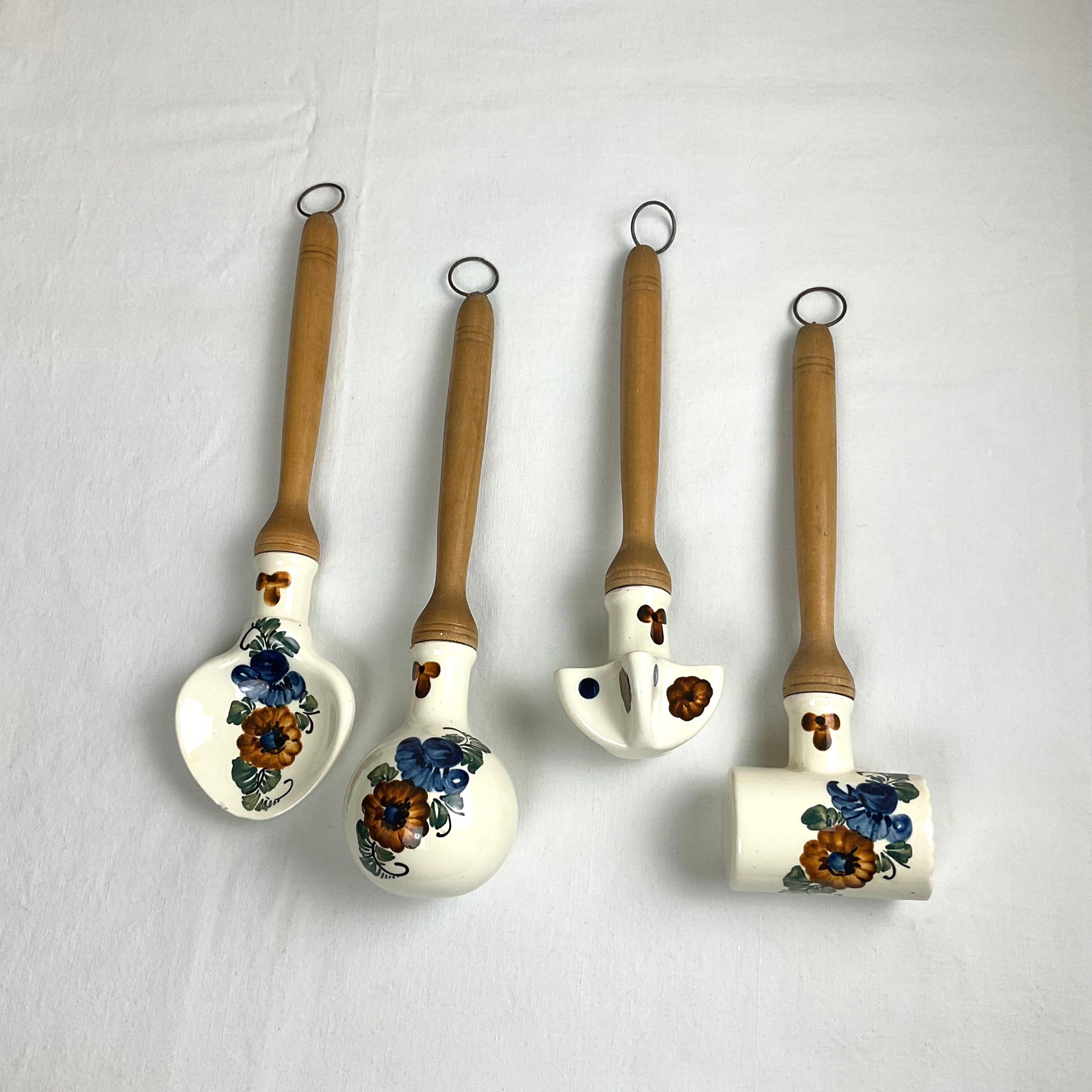 Vintage wood and ceramic kitchen utensils