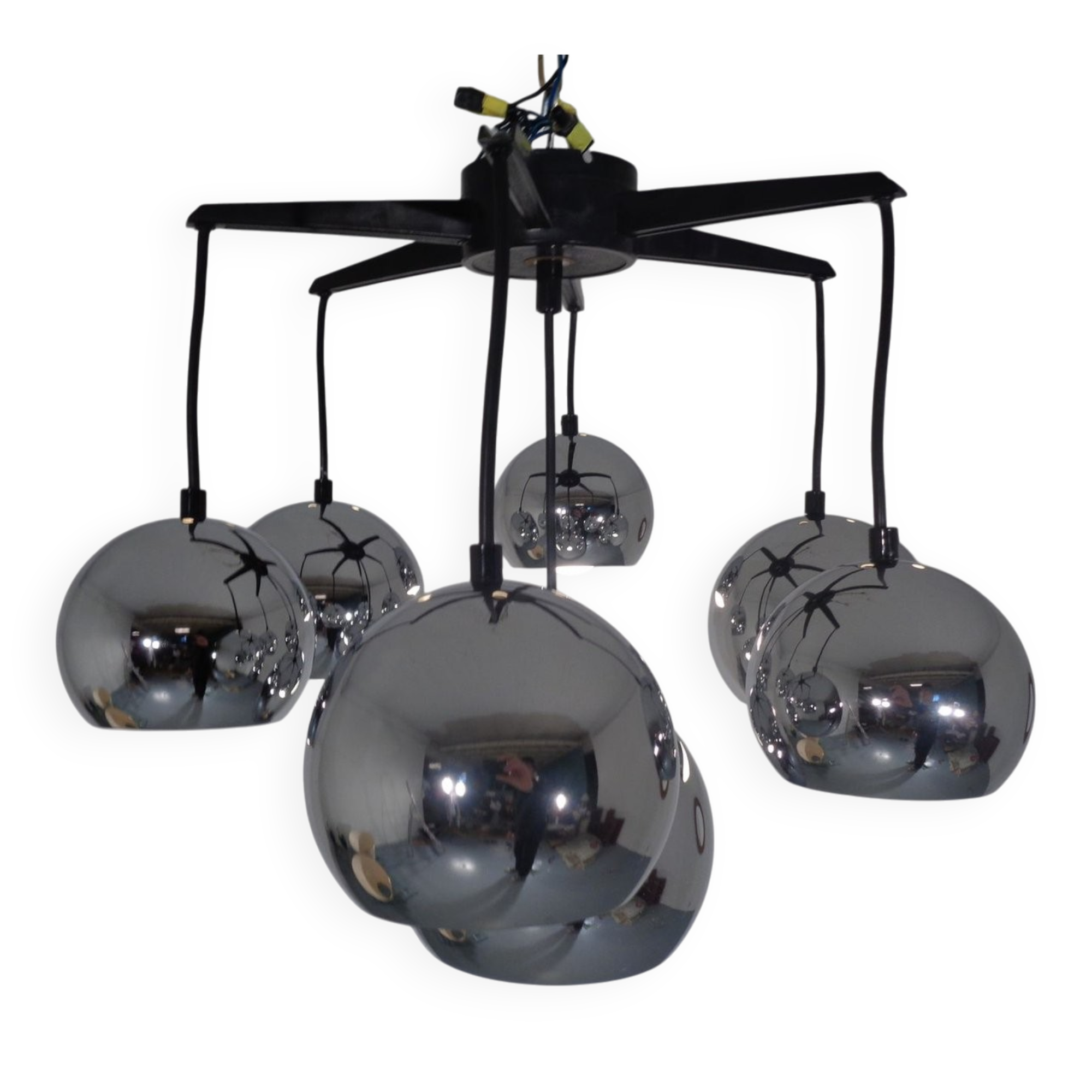 Space Age chrome-plated ceiling lamp, 1960s