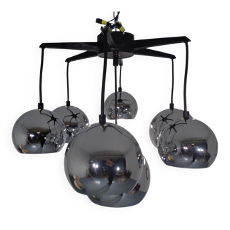 Space Age chrome-plated ceiling lamp, 1960s