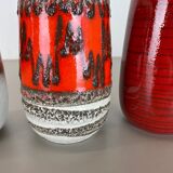 Set of Four Vintage Pottery Fat Lava Vases Made by Scheurich, Germany, 1970s