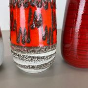 Set of Four Vintage Pottery Fat Lava Vases Made by Scheurich, Germany, 1970s
