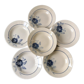 Lot of 6 plates hollow blue flowers Saint-Amand years 30-40