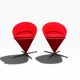 Pair of Cone Chair armchairs by Verner Panton for Vitra, red wool fabric.