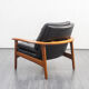 Fauteuil en teck et cuir, vintage, style scandinave