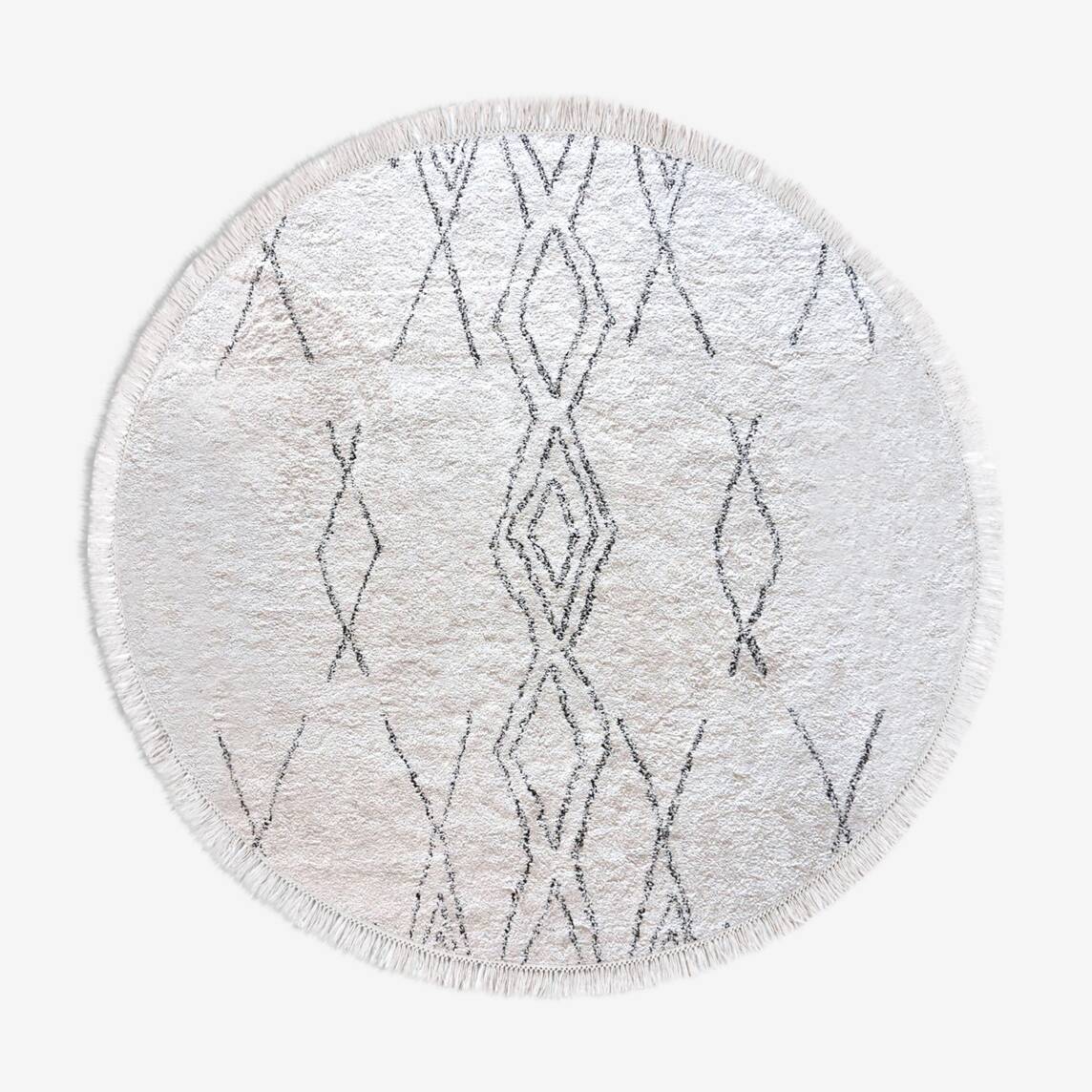 Round Berber rug 160 cm black pattern
