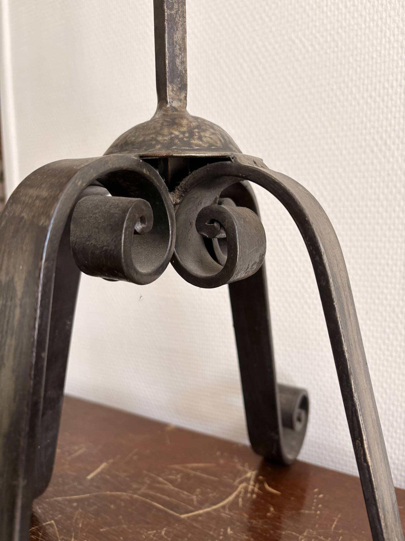 Candelabrum Chandelier Candle Holder Three Arms Light Wrought Iron 1940 Gothic