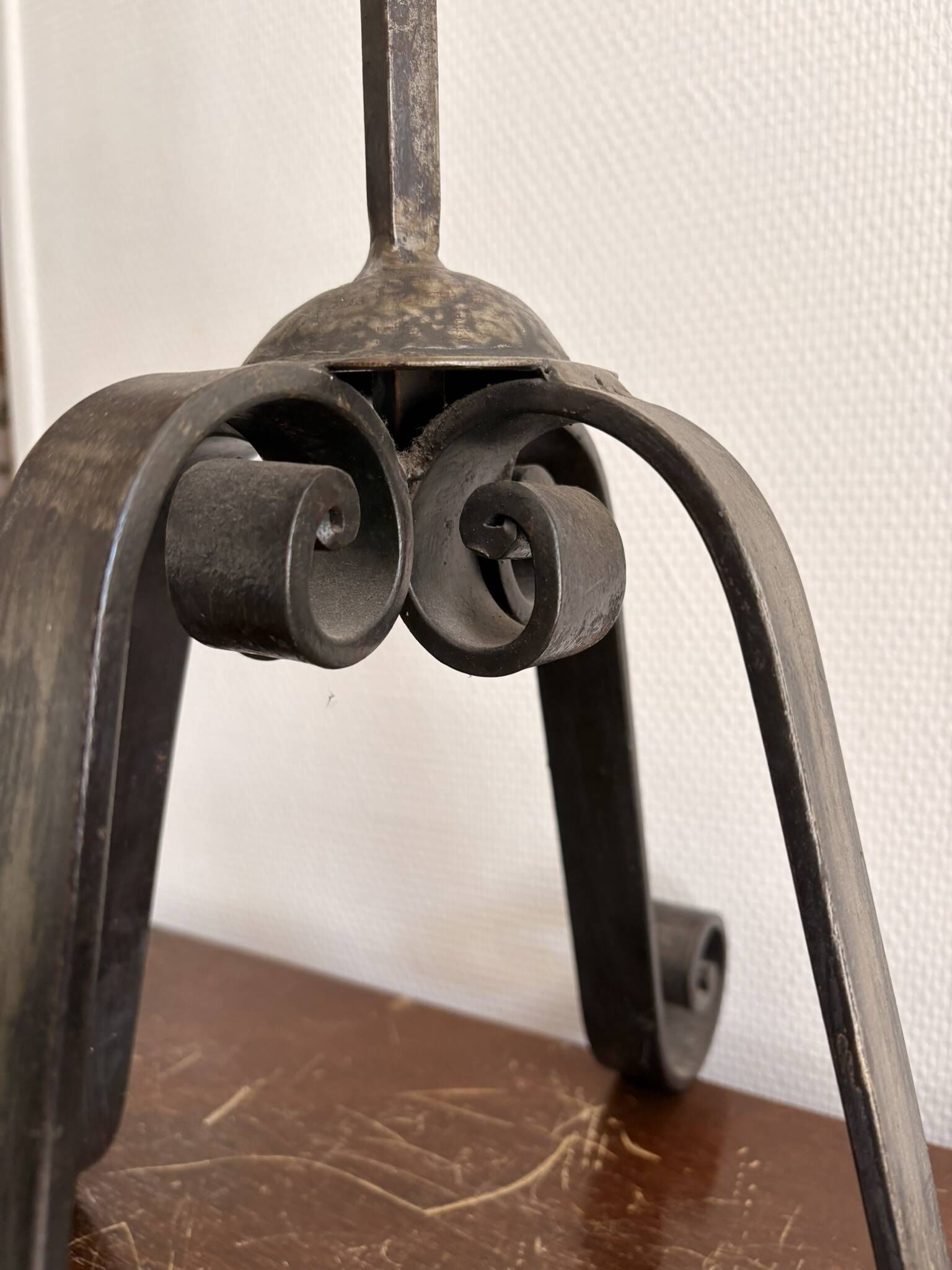 Candelabrum Chandelier Candle Holder Three Arms Light Wrought Iron 1940 Gothic