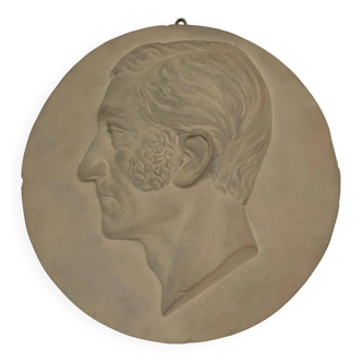 Charles Filleul studio plaster profile of a man with sideburns