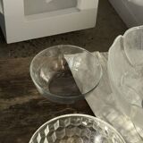 Small vintage glass bowl with a cube pattern.