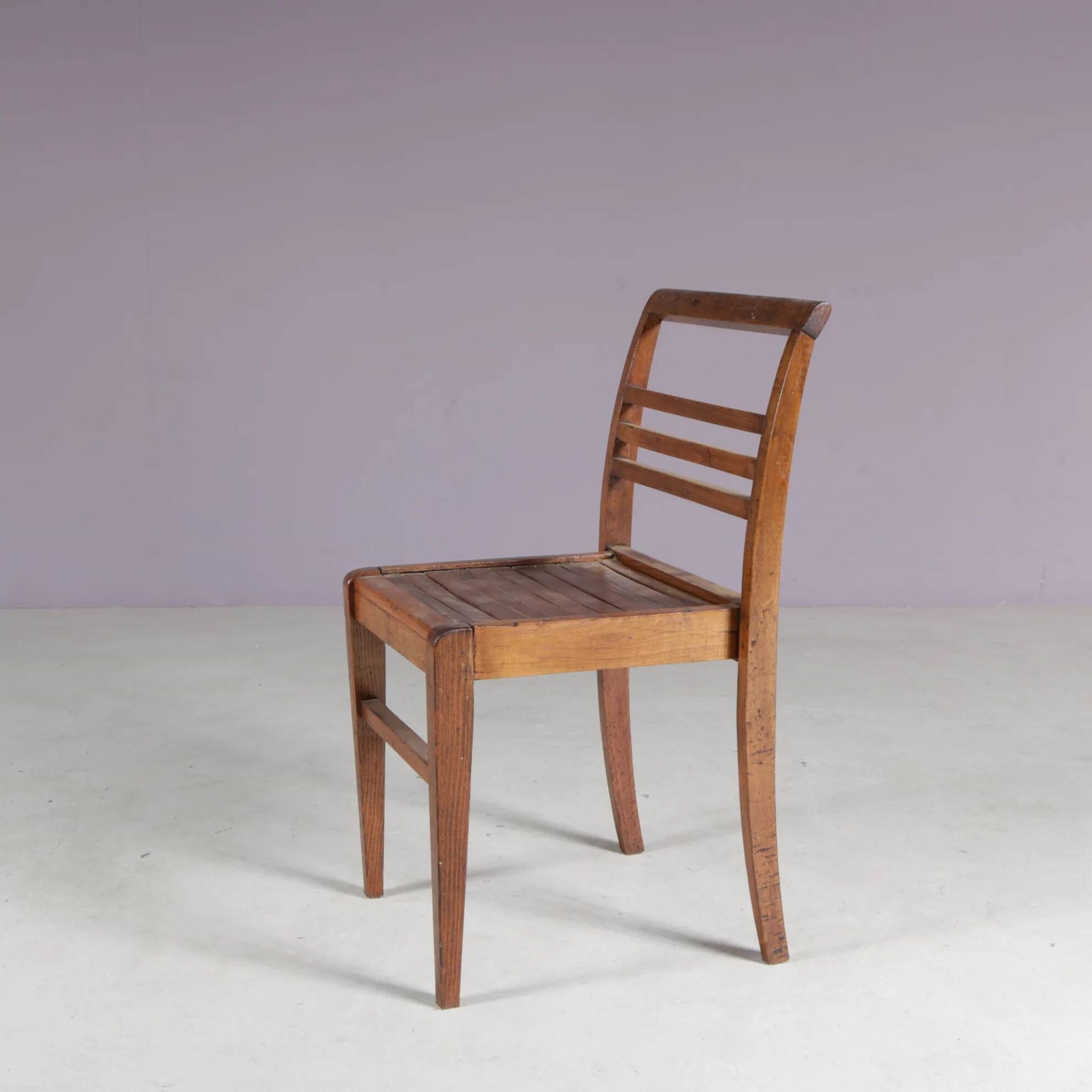 1950s side chair in beech wood by René Gabriel, France