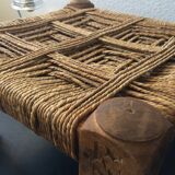 Stool rope and carved wood