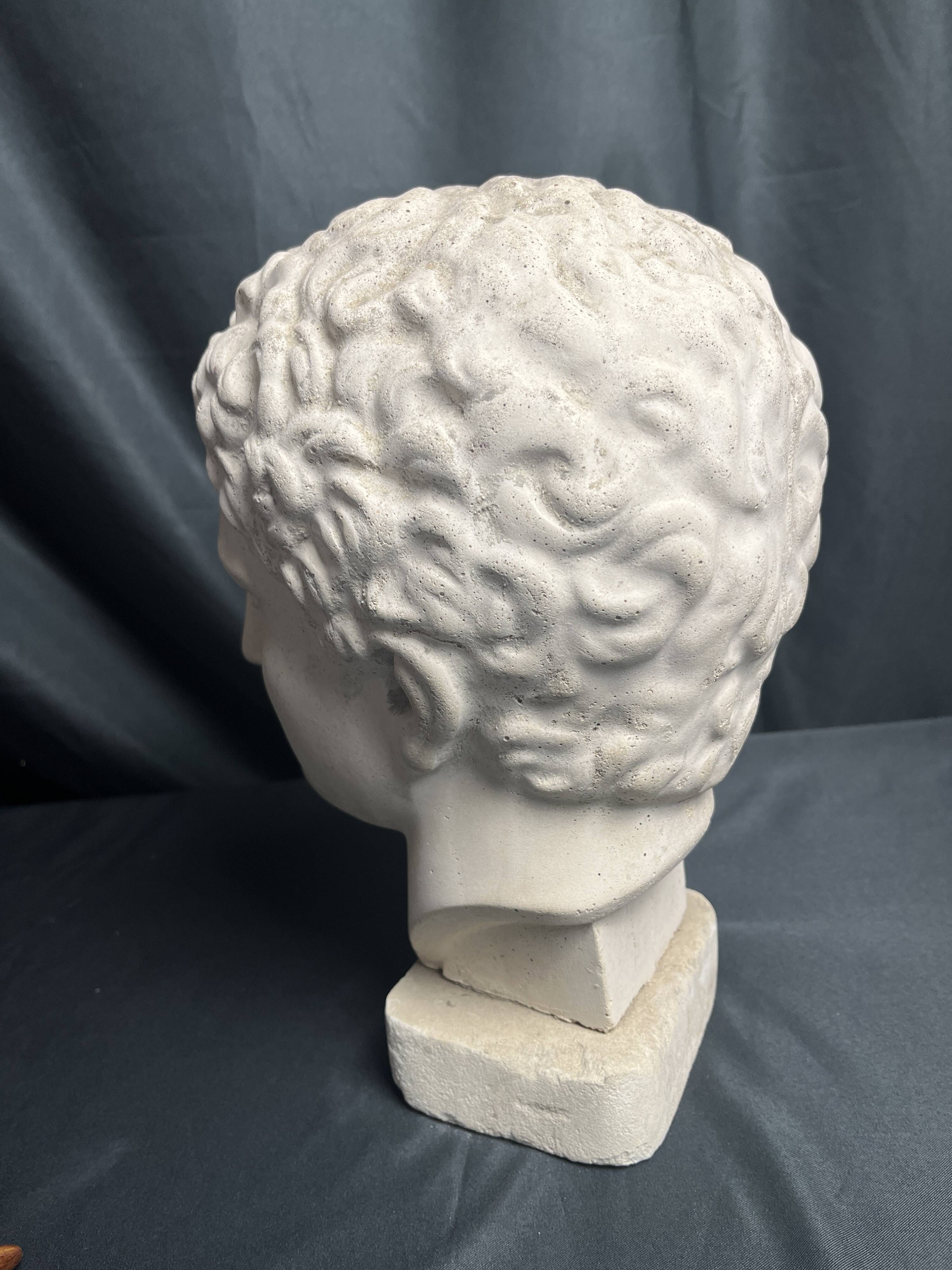 Antique Hermes head sculpture, patinated plaster, mid-20th century