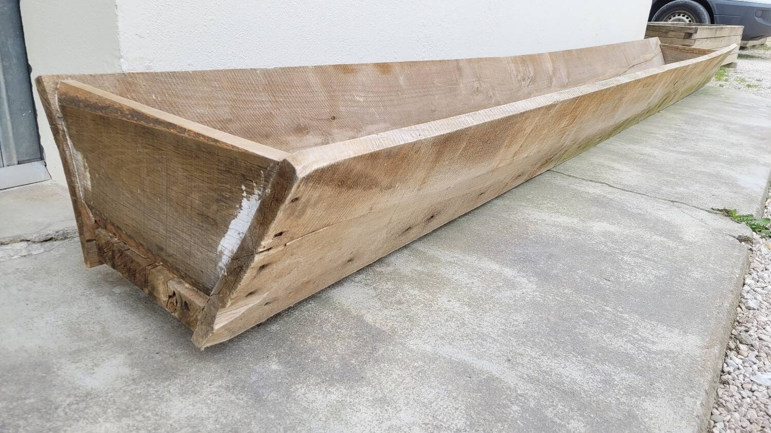 Old wooden trough Oak trough planter
