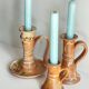 3 vintage handcrafted pottery candle holders