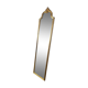 Narrow and tall antique mirror, adorned with golden patterns.