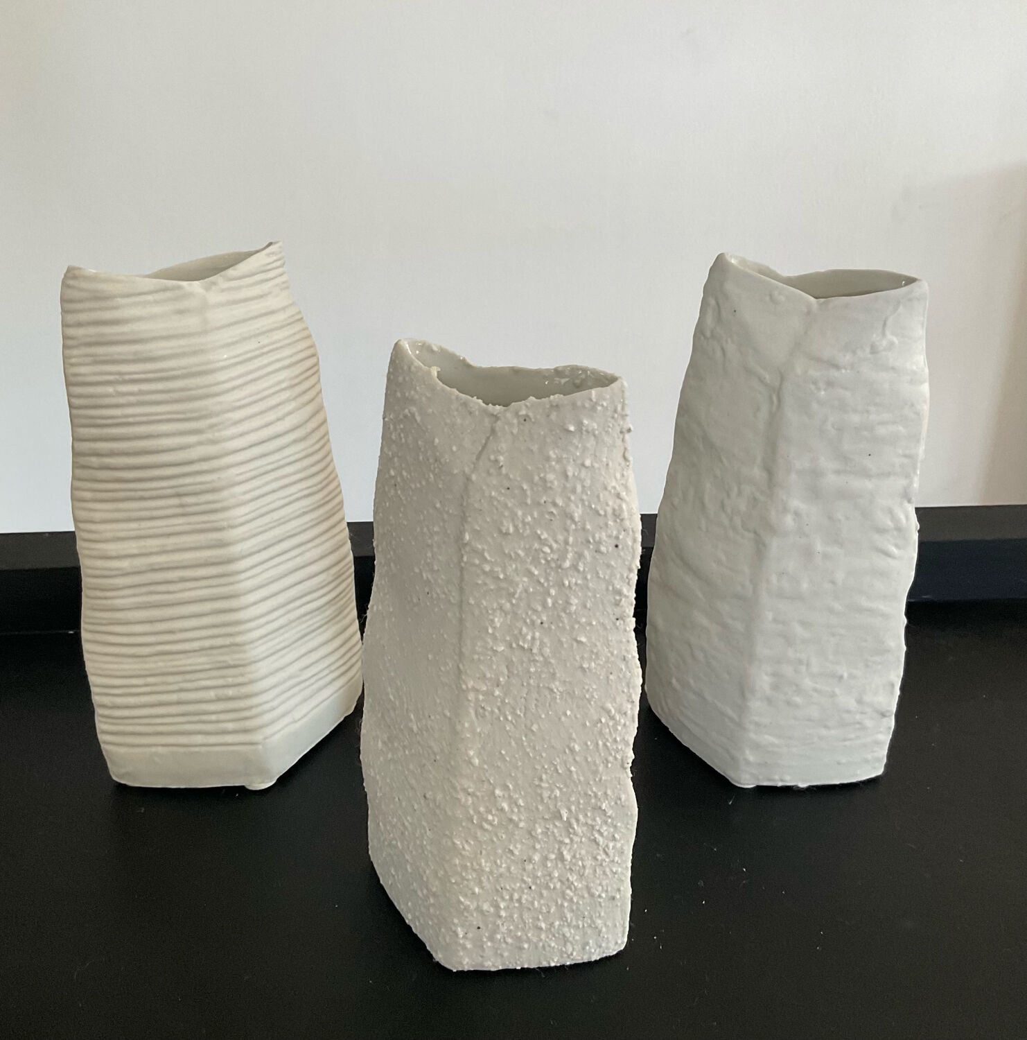 Trio of vintage porcelain vases