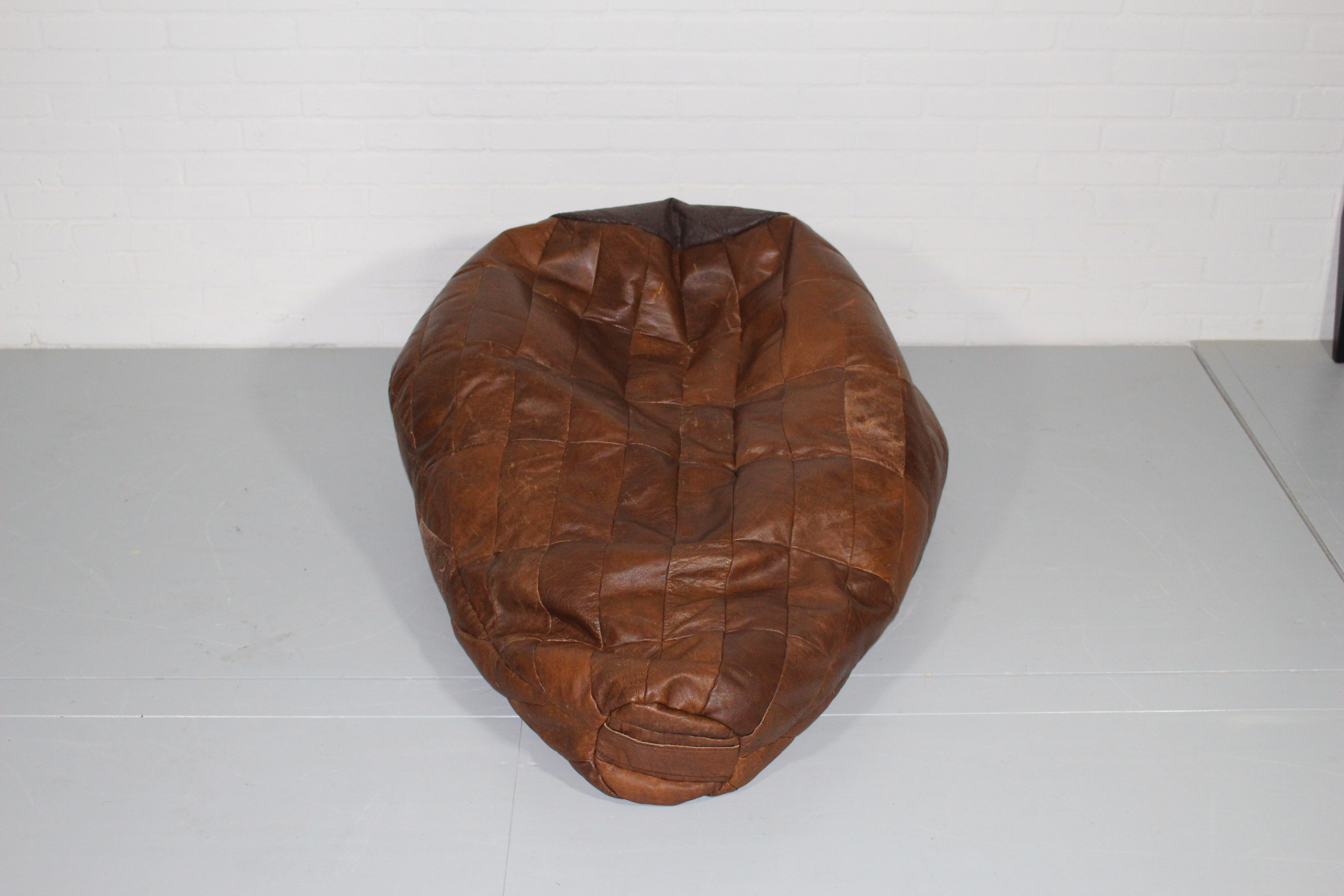 Midcentury modern leather patchwork bean bag, 1970