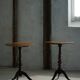 Pair of English side tables / pedestals, walnut wood, mid-century, 1940s.