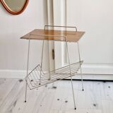 Metal and Formica magazine rack side table