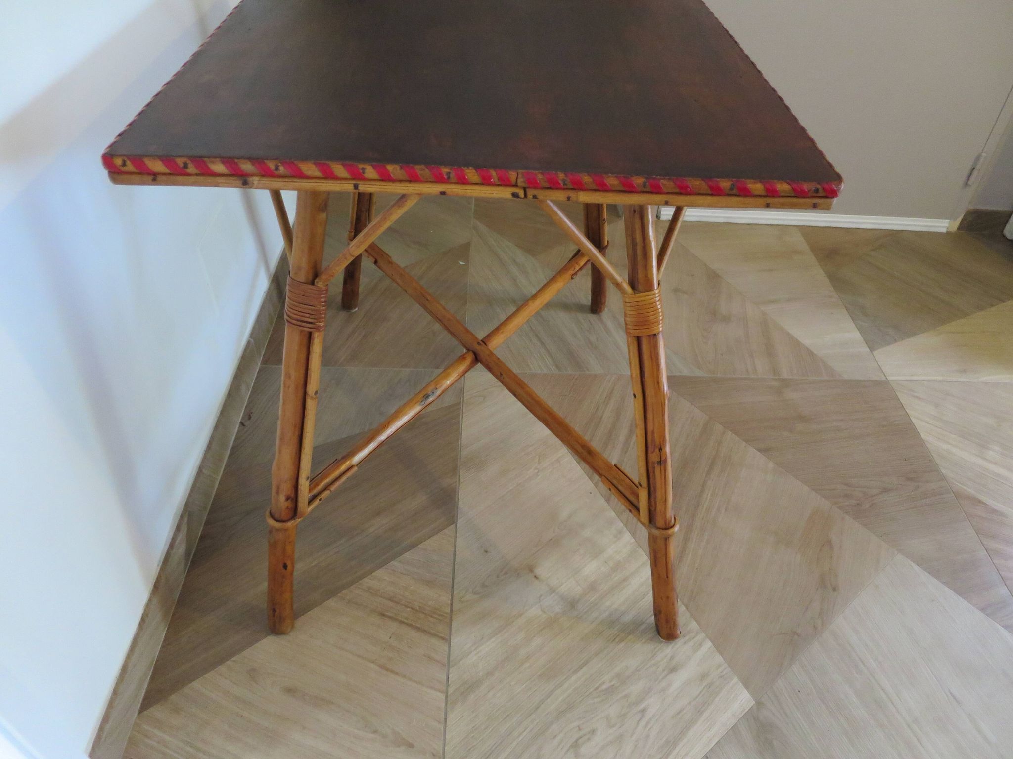 Wooden, bamboo and rattan game table, 1960s