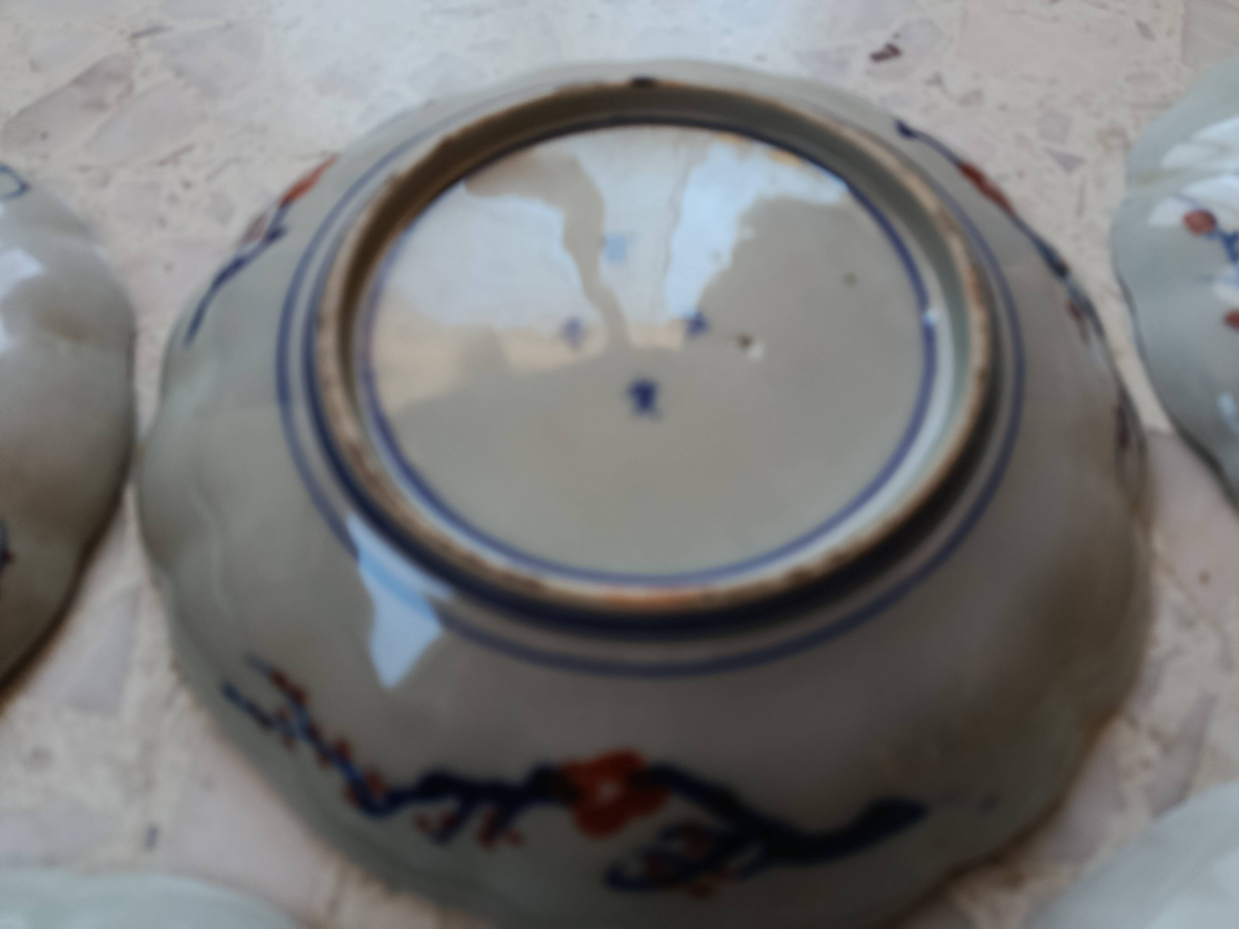 5 IMARI PLATES JAPAN 19th century scalloped floral motifs, FUKI CHOSHUN Arita