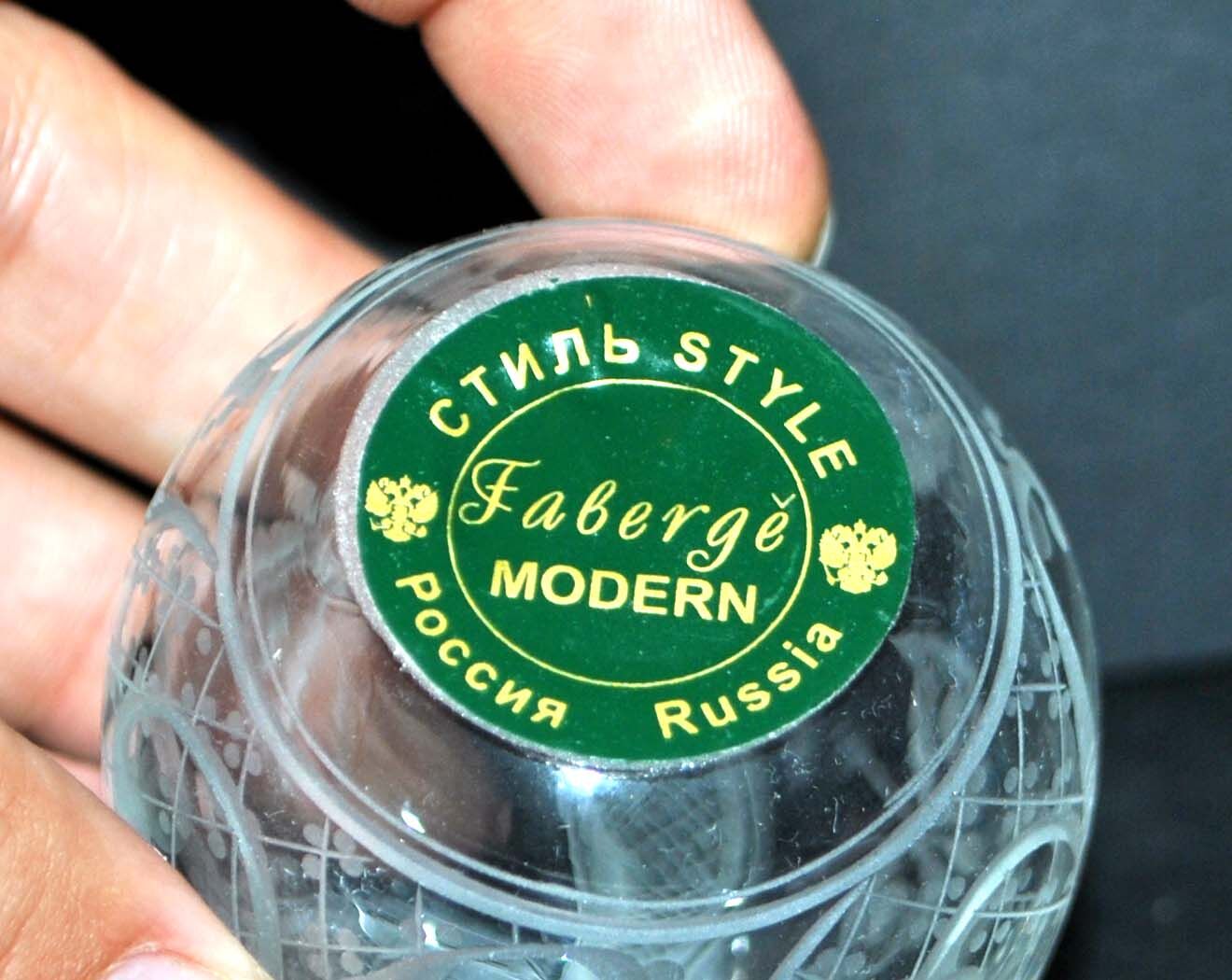 Fabergé egg in crystal engraved "butterfly" faberge modern russia 6.5cm