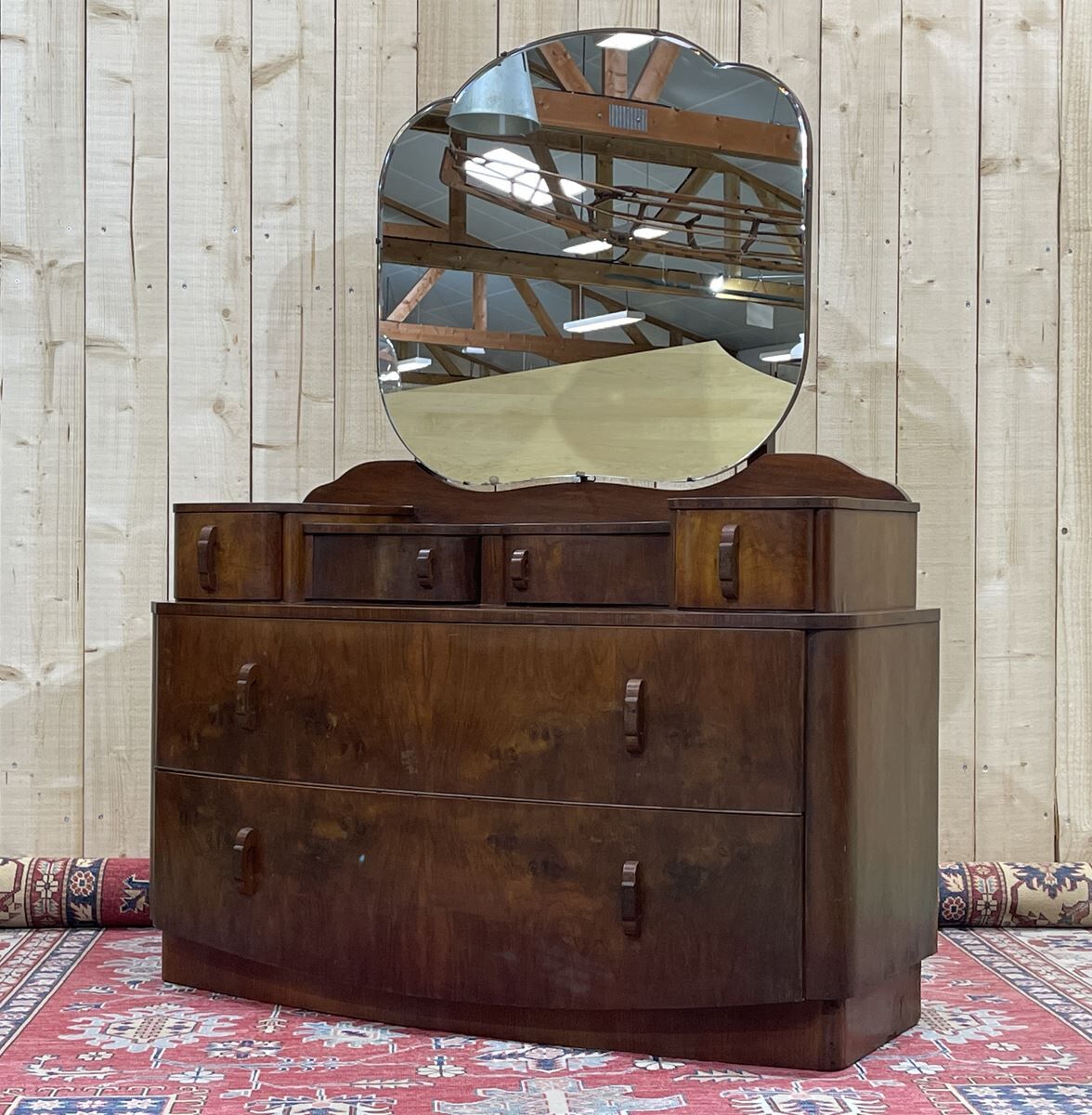 English hairdresser Art Deco walnut