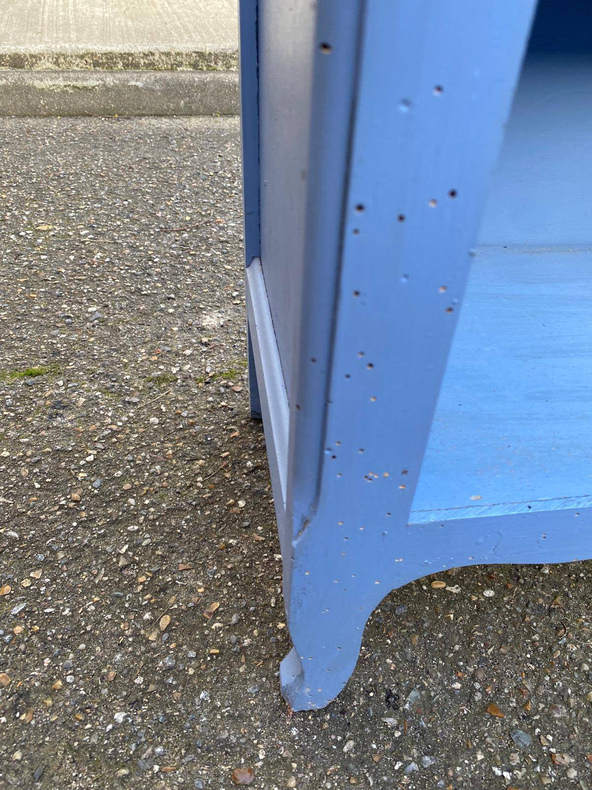 Vintage Louis XV style commode in grey-blue wood.