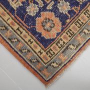 Orange & navy blue turkish vintage rug