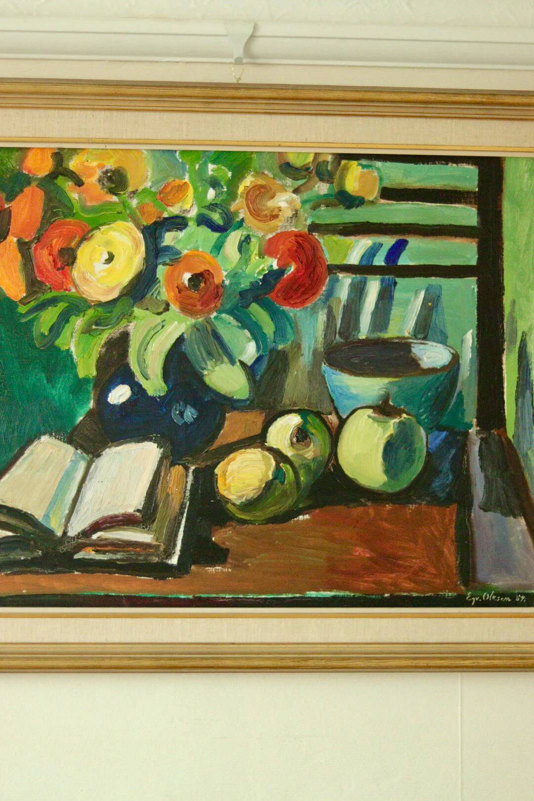 Still life with book by Eyvind Olesen