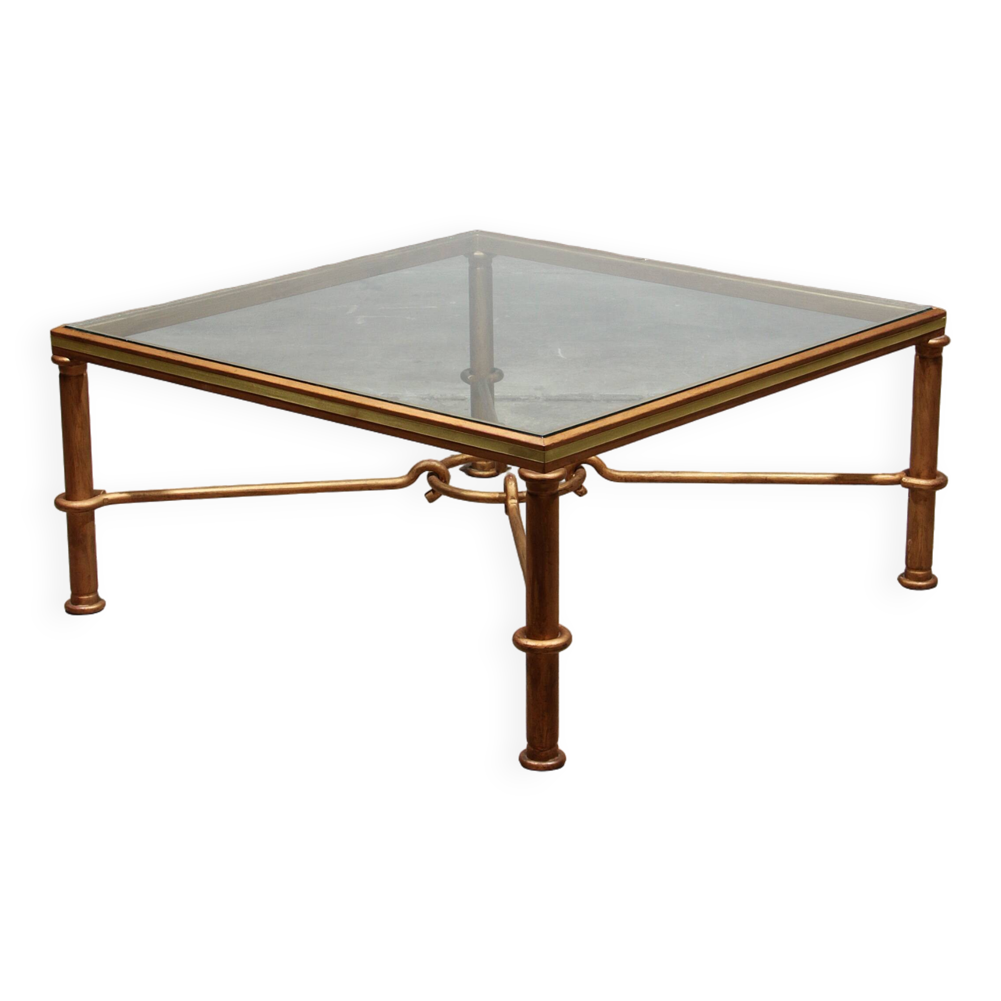 Elegant Gilded Iron Coffee Table by Giovanni Banci, Italy 1970