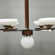 Czech Art Deco Walnut, Chrome and Opaline Glass Chandelier, 1930s