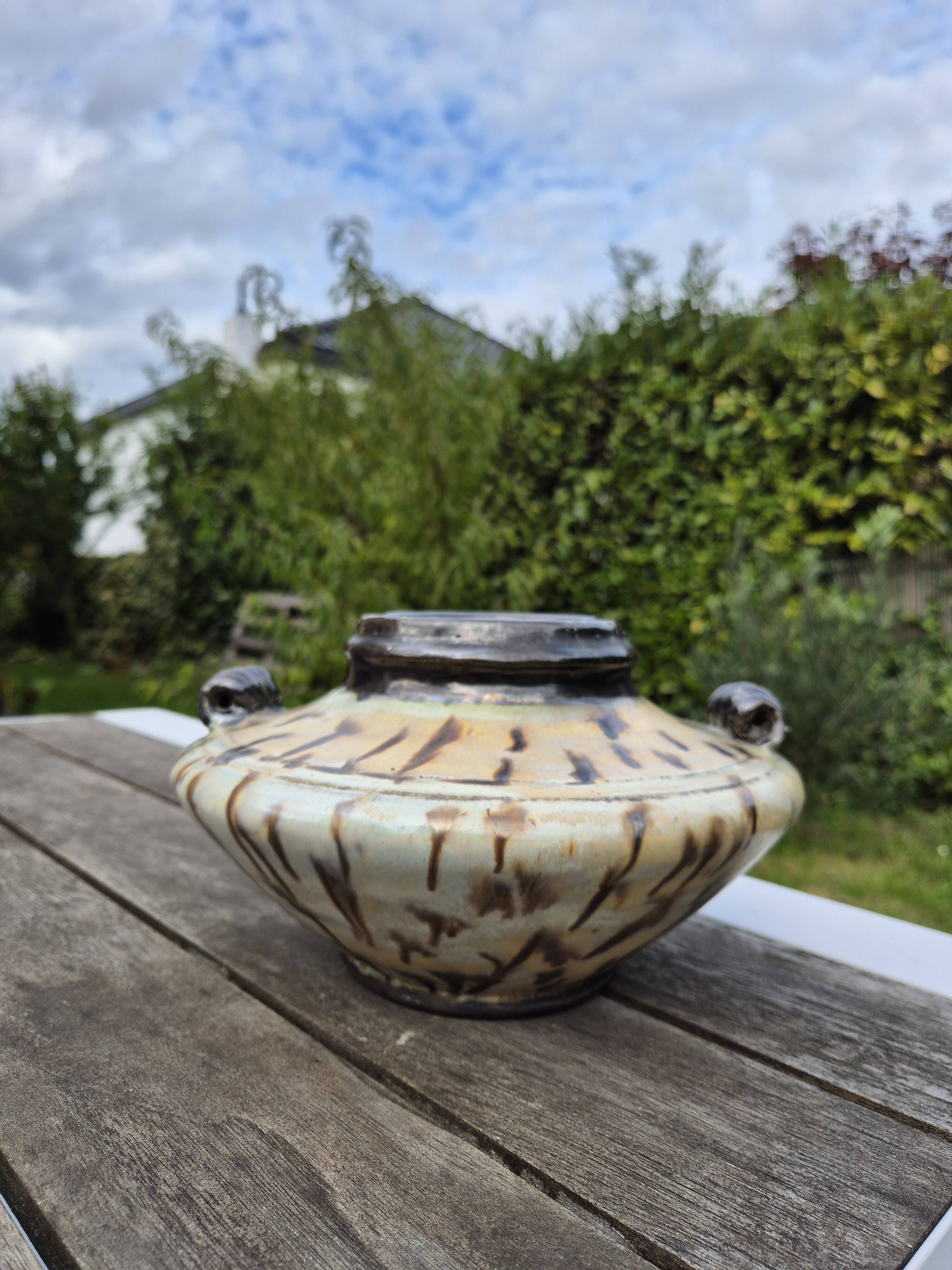 Splendid Organic Stoneware Vase – Signed Gaston Thirot