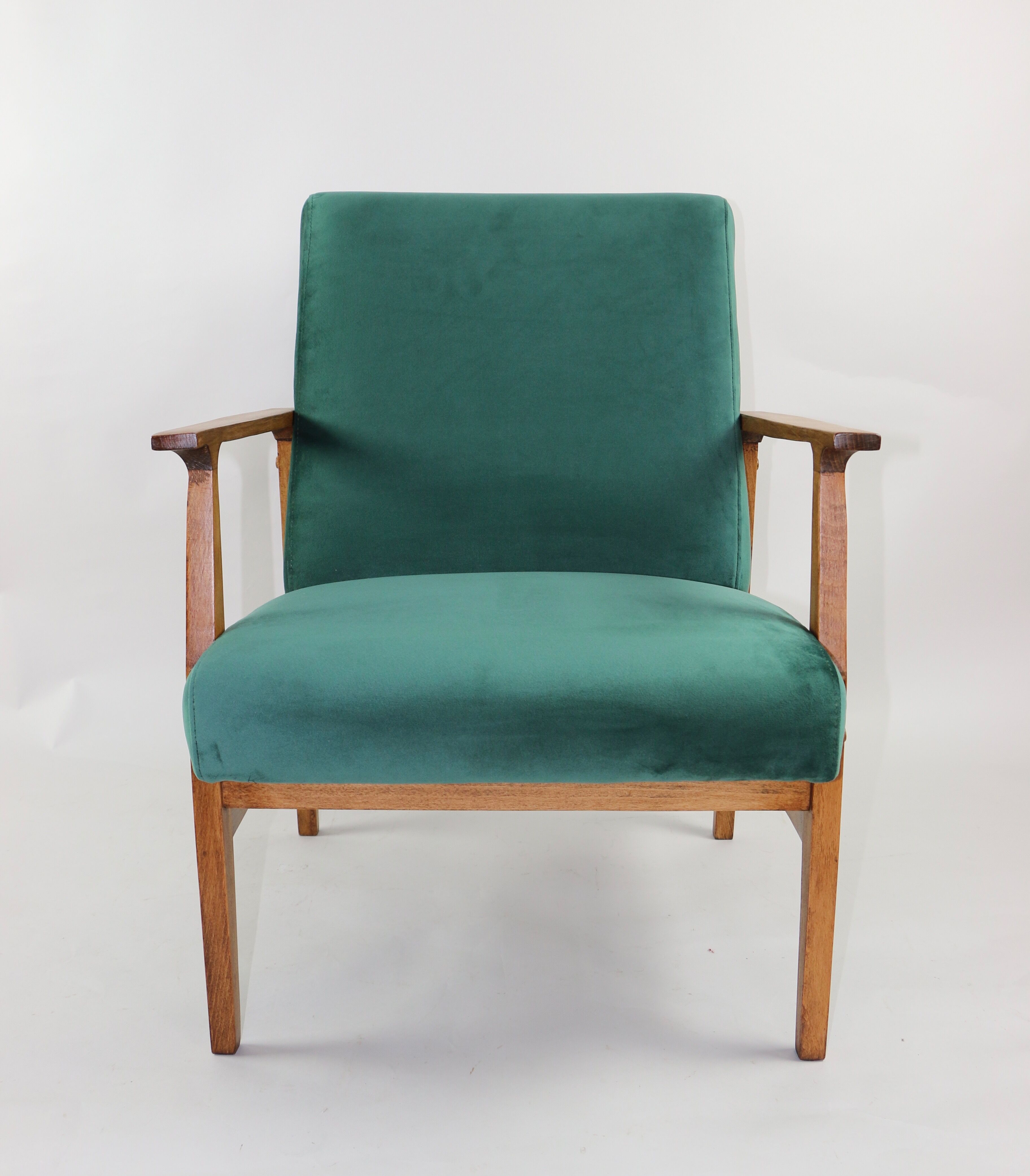 Fauteuil en velours vert vintage, 1970