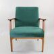 Fauteuil en velours vert vintage, 1970