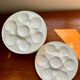 Set of 6 Longchamp France oyster plates – white earthenware