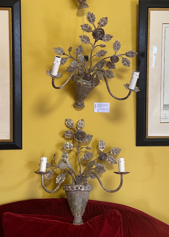 Set of two wrought iron wall sconces