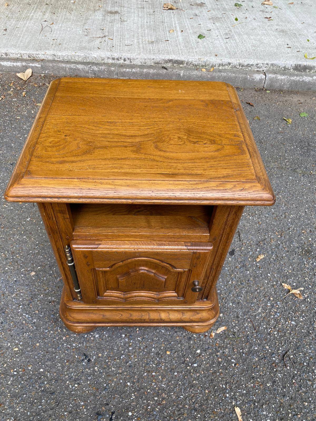 Louis XIV solid oak bedside table 1900