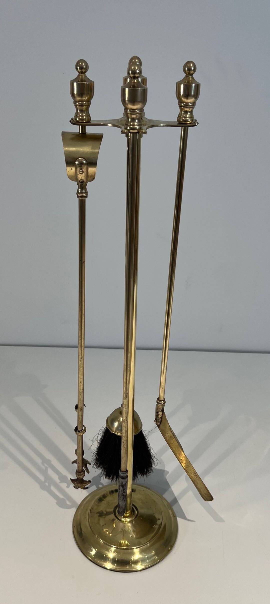 Neoclassical Fire Necessity in Polished Brass on Stand